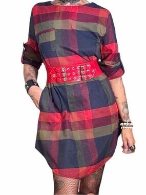 Cupshe Red Navy Olive Plaid